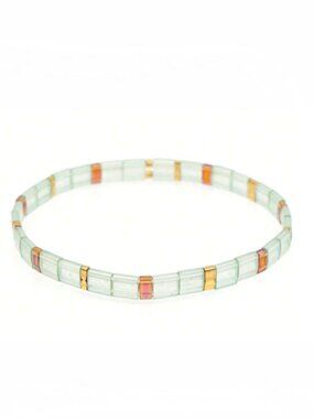 Beaded Chicklet Bracelet Tila beads / Bracelet perles de Tila élastique